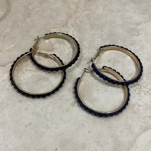 BLACK & COBALT CRYSTAL HOOPS